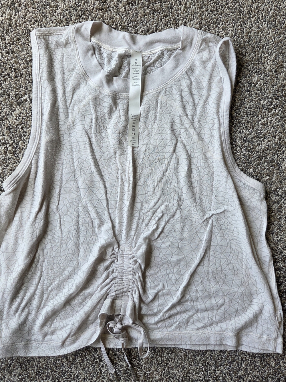 lululemon athletica White Ruched Drawstring Tank